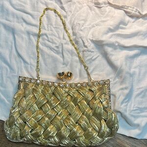 Elegant Gold Woven Clutch